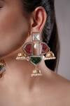 Buy_XAGO_Multi Color Stone Eira Carved Embellished Earrings _at_Aza_Fashions