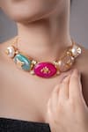 Buy_XAGO_Multi Color Kundan Floret Carved Contrast Stone Embellished Choker _at_Aza_Fashions