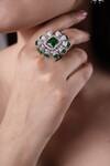 Buy_XAGO_Green American Diamond Le Kibou Embellished Ring _at_Aza_Fashions