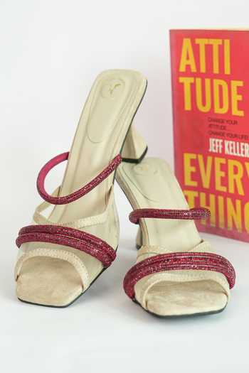 Buy_Sana K luxurious Footwear_Beige Rhinestones Alaya Embellished Heels _at_Aza_Fashions