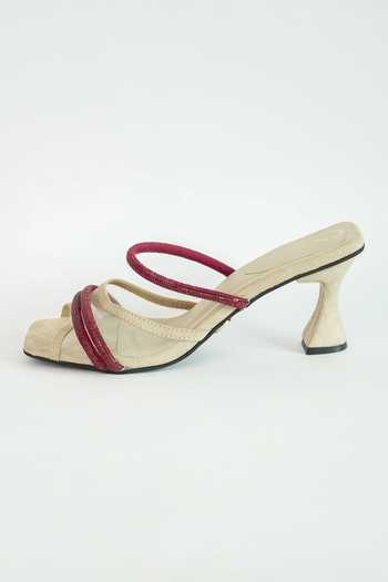 Sana K luxurious Footwear_Beige Rhinestones Alaya Embellished Heels _at_Aza_Fashions