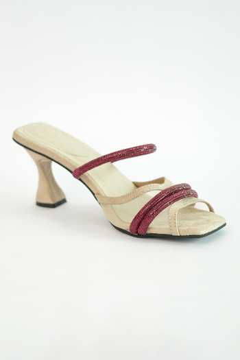 Buy_Sana K luxurious Footwear_Beige Rhinestones Alaya Embellished Heels 