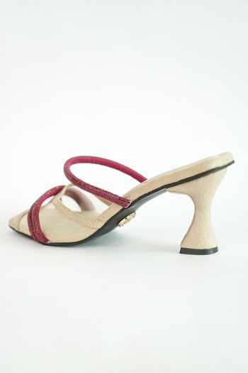 Sana K luxurious Footwear_Beige Rhinestones Alaya Embellished Heels _Online