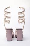 Sana K luxurious Footwear_Pink Rhinestones, Crystals And Bead Embellished Gladiator Heels _Online_at_Aza_Fashions