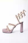 Buy_Sana K luxurious Footwear_Pink Rhinestones, Crystals And Bead Embellished Gladiator Heels _Online_at_Aza_Fashions