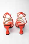 Buy_Sana K luxurious Footwear_Orange Floret Embellished Criss Cross Strap Heels _Online_at_Aza_Fashions