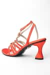 Buy_Sana K luxurious Footwear_Orange Floret Embellished Criss Cross Strap Heels 