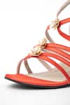 Shop_Sana K luxurious Footwear_Orange Floret Embellished Criss Cross Strap Heels 