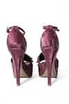 Buy_Sana K luxurious Footwear_Maroon Forever Rose Embellished Elevated Heels _Online_at_Aza_Fashions