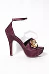 Shop_Sana K luxurious Footwear_Maroon Forever Rose Embellished Elevated Heels _Online_at_Aza_Fashions