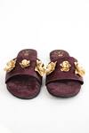 Buy_Sana K luxurious Footwear_Maroon Forever Rose Embellished Flats _at_Aza_Fashions