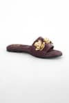 Shop_Sana K luxurious Footwear_Maroon Forever Rose Embellished Flats 