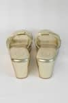 Buy_Sana K luxurious Footwear_Gold Ribbed Biscuit Strap Heels _Online_at_Aza_Fashions