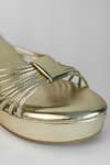 Buy_Sana K luxurious Footwear_Gold Ribbed Biscuit Strap Heels 