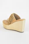 Buy_Sana K luxurious Footwear_Gold Falling Mesh Embellished Wedges _Online_at_Aza_Fashions