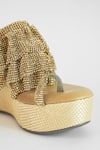 Sana K luxurious Footwear_Gold Falling Mesh Embellished Wedges _at_Aza_Fashions