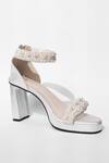 Buy_Sana K luxurious Footwear_White Pearl Khushi Embellished Heels _at_Aza_Fashions