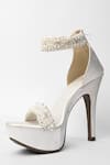 Buy_Sana K luxurious Footwear_White Pearl Khushi Embellished Heels _at_Aza_Fashions