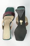 Shop_Sana K luxurious Footwear_Green Color Block Dual Tone Strap Heels _at_Aza_Fashions