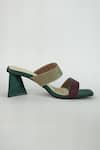 Sana K luxurious Footwear_Green Color Block Dual Tone Strap Heels _at_Aza_Fashions