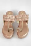 Buy_Sana K luxurious Footwear_Rose Gold Rhinestone Tassel Strap Kolhapuri Wedges _at_Aza_Fashions