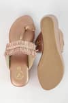 Shop_Sana K luxurious Footwear_Rose Gold Rhinestone Tassel Strap Kolhapuri Wedges _at_Aza_Fashions