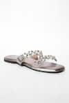 Buy_Sana K luxurious Footwear_Silver Crystal Embellished Flats _at_Aza_Fashions