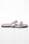 Shop_Sana K luxurious Footwear_Silver Crystal Embellished Flats _Online_at_Aza_Fashions