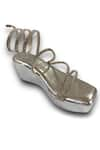 Buy_Sana K luxurious Footwear_Silver Diamante Embellished Spring Wedges _at_Aza_Fashions