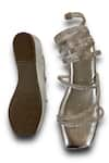 Shop_Sana K luxurious Footwear_Silver Diamante Embellished Spring Wedges _at_Aza_Fashions