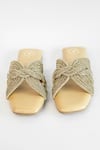 Sana K luxurious Footwear_Gold Rhinestone Twister Embellished Flats _Online_at_Aza_Fashions