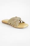 Buy_Sana K luxurious Footwear_Gold Rhinestone Twister Embellished Flats 