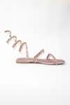 Buy_Sana K luxurious Footwear_Pink Rhinestone And Crystal Bead Embellished Gladiator Flats _Online_at_Aza_Fashions