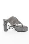 Shop_Sana K luxurious Footwear_Grey Falling Mesh Rhinestone Embellished Elevated Heels _Online_at_Aza_Fashions