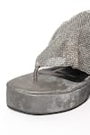 Buy_Sana K luxurious Footwear_Grey Falling Mesh Rhinestone Embellished Elevated Heels 