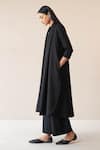 AMPM_Black Wool Plain Folded Collar Adele Throw Jacket And Palazzo Set _at_Aza_Fashions