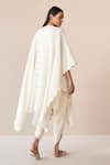 Shop_AMPM_Ivory Wool Embroidered Cut-work Open Alea Scallop Hem Cape _at_Aza_Fashions