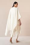 Shop_AMPM_Ivory Wool Embroidered Cut-work Cape Open Alea Scallop Hem With Dhoti Pant Set _at_Aza_Fashions