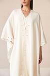 Shop_AMPM_Ivory Wool Embroidered Cut-work Cape Open Alea Scallop Hem With Dhoti Pant Set _Online_at_Aza_Fashions