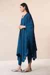 Shop_AMPM_Blue Wool Embroidered Cut-work Cape Open Alea With Dhoti Pant Set _Online_at_Aza_Fashions