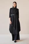 Shop_AMPM_Black Wool Solid High Razan Tunic Palazzo Set _Online_at_Aza_Fashions