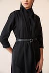 AMPM_Black Wool Solid High Razan Tunic Palazzo Set _at_Aza_Fashions