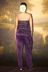 Shop_ZWAAN_Purple Mashru Lining Shantung Solid Ahalya Wide Legged Pant _at_Aza_Fashions