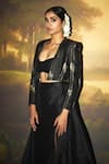 ZWAAN_Black Tafetta Lining Satin Solid Madri Bustier And Tapered Draped Skirt Set _Online_at_Aza_Fashions