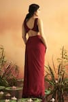 Shop_ZWAAN_Red Tabby Silk Lining Satin Maya Cowl Draped Skirt _at_Aza_Fashions