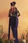 Shop_ZWAAN_Purple Chanderi Ornate Vine Off Shoulder Meera Pattern Corset Draped Gown _at_Aza_Fashions