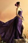 Buy_ZWAAN_Purple Tafetta Solid One Shoulder Neck Yami Gathered And Twisted Bust Gown _Online_at_Aza_Fashions