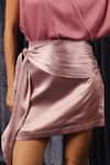 B'Infinite_Pink Satin Plain Mini Sash Skirt For Kids_at_Aza_Fashions