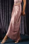 Shop_B'Infinite_Pink Satin Plain Midi Draped Skirt For Kids_Online_at_Aza_Fashions