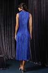 Shop_B'Infinite_Blue Sequenced Lycra Plain Pleated High Neck Midi Dress For Kids_at_Aza_Fashions